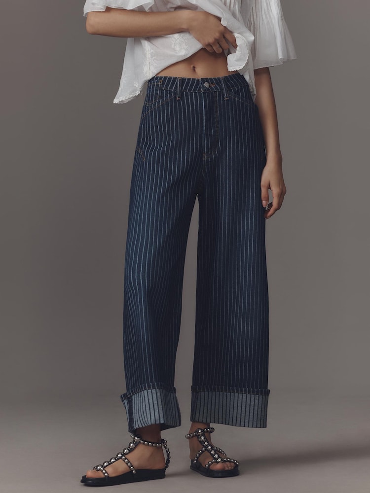 Anthropologie Pilcro High-Rise Carpenter Barrel Blue Jeans - Εικόνα 1 του 5