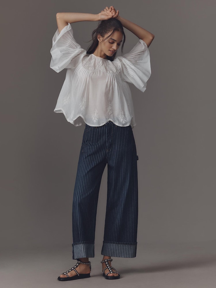 Anthropologie Pilcro High-Rise Carpenter Barrel Blue Jeans - Εικόνα 2 του 5