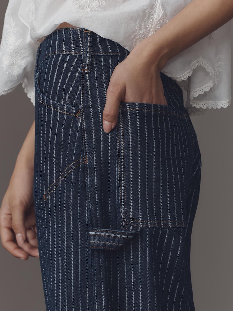 Anthropologie Pilcro High-Rise Carpenter Barrel Blue Jeans - Εικόνα 5 του 5