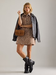 Anthropologie Deer Print Denim Brown Mini Dress - Bild 3 von 6
