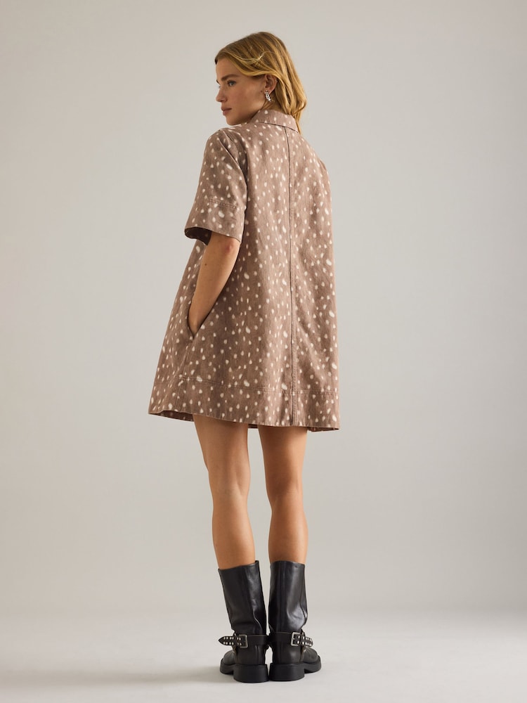 anthropologie brown mini dress Brown Flowy Peasant Mini Dress main image 1