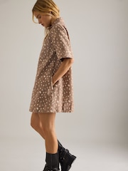 Anthropologie Deer Print Denim Brown Mini Dress - Bild 5 von 6