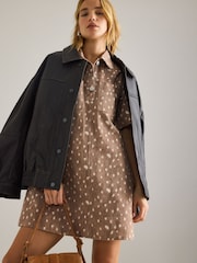 Anthropologie Deer Print Denim Brown Mini Dress - Bild 6 von 6