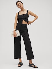 Μαύρο - Anthropologie Maeve The Colette Knit Crop Wide-Leg Trousers - Εικόνα 2 του 4