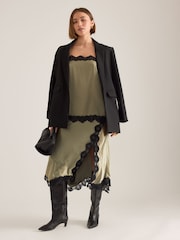 Anthropologie Lace-Trim Bias-Cut Satin Midi Skirt - Image 1 of 4