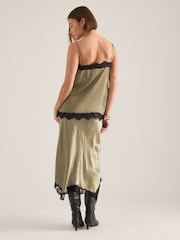 Anthropologie Lace-Trim Bias-Cut Satin Midi Skirt - Image 4 of 4