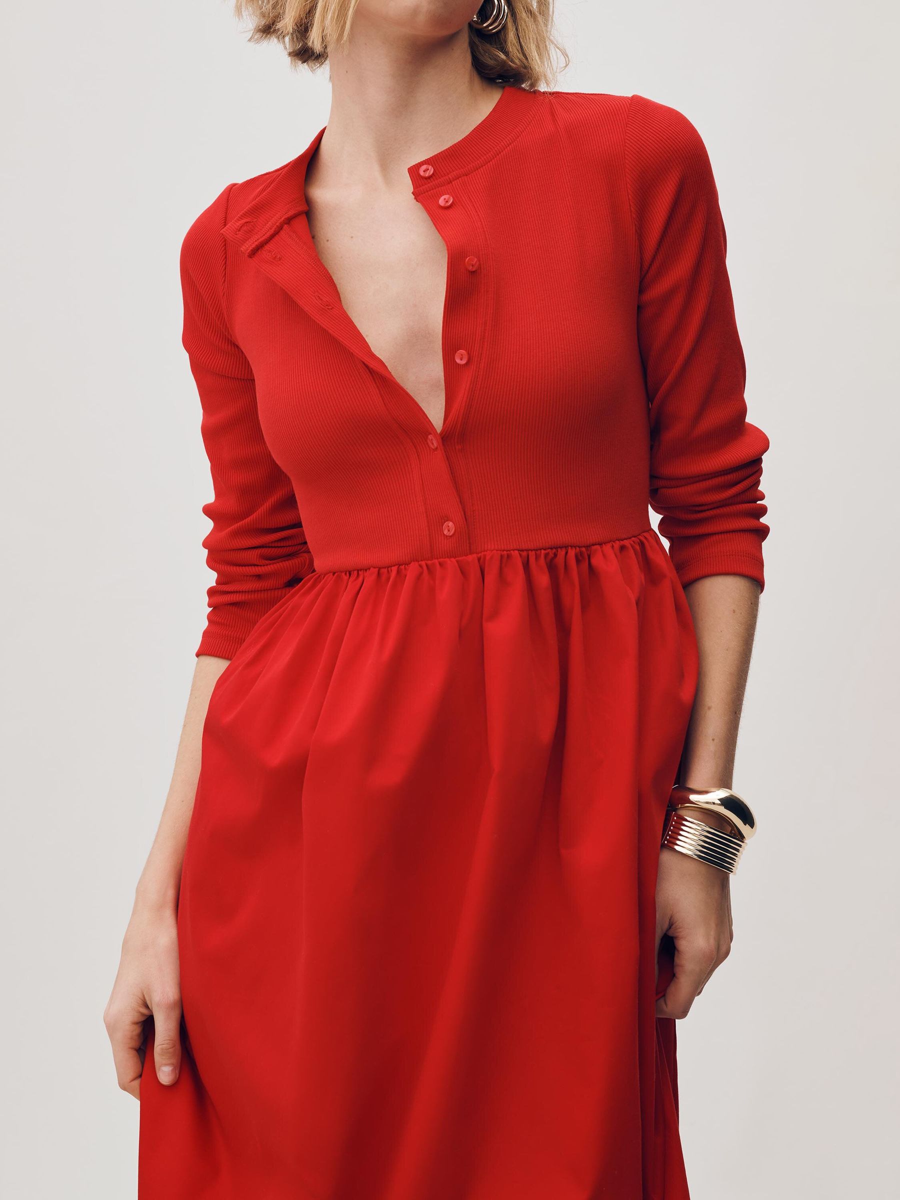 Buy Anthropologie Red Maeve Long-Sleeve Twofer Cardigan Midi Dress from Next USA Buy Anthropologie Red Maeve Long-Sleeve Twofer Cardigan Midi Dress from Next USA
