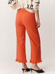 Anthropologie Maeve The Colette Magic Fabric Ruffle-Hem Crop Wide-Leg Red Trousers - Image 3 of 4