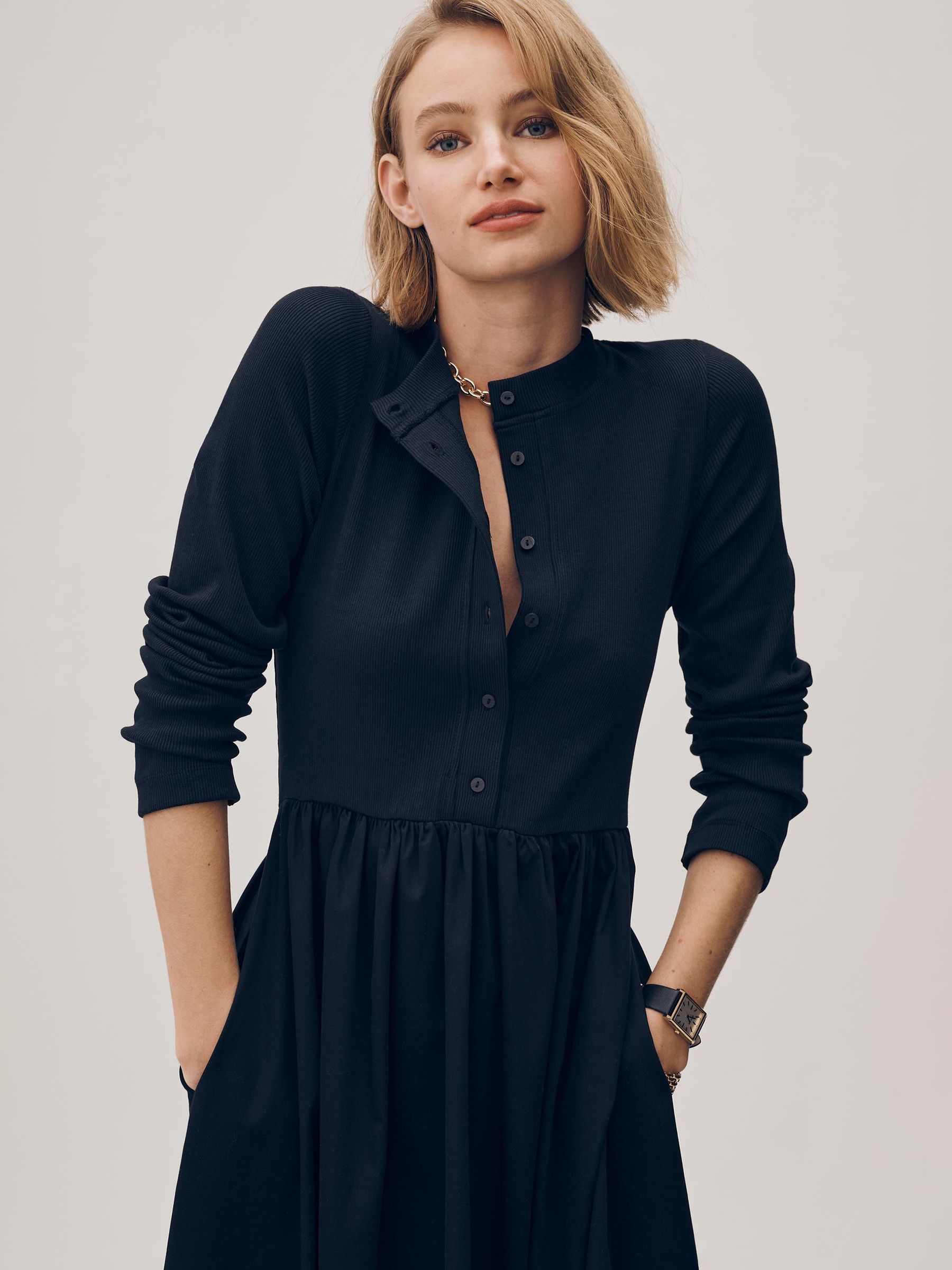 Buy Anthropologie Black Maeve Long-Sleeve Twofer Cardigan Midi