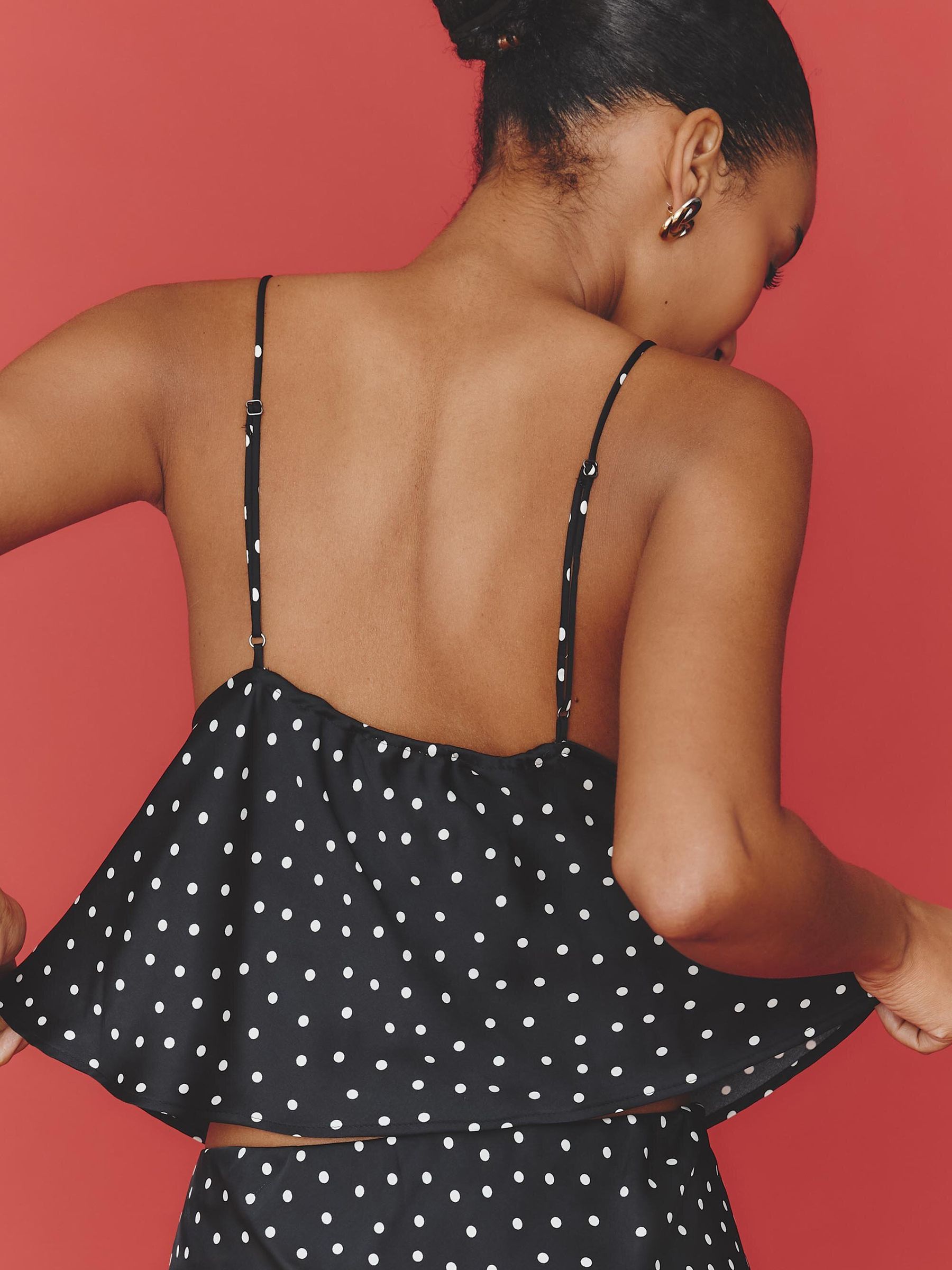 Buy Anthropologie Black Polka Dot Maeve Scarf V-Neck Cami Top from