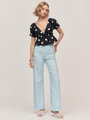 Μπλε - Anthropologie Maeve The Colette Wide-Leg Trousers - Εικόνα 1 του 4