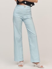 Μπλε - Anthropologie Maeve The Colette Wide-Leg Trousers - Εικόνα 3 του 4