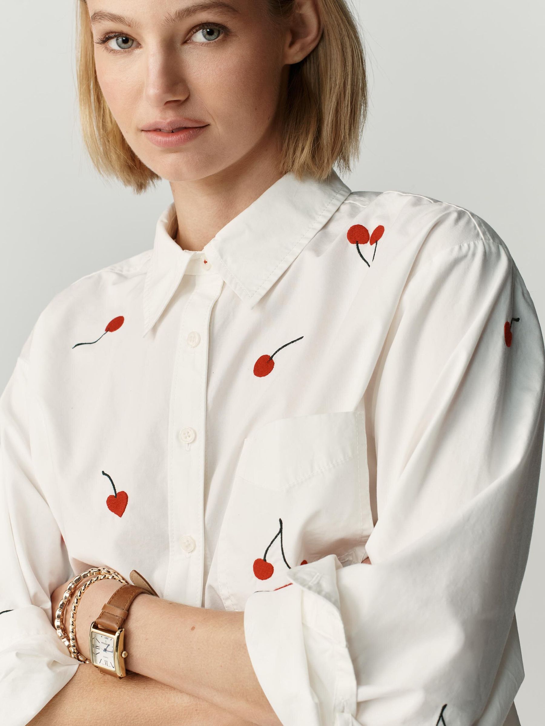 Buy Anthropologie Off White/ Cherry Print Maeve The Shrunken