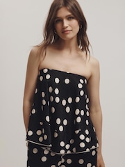 Anthropologie Maeve Strapless Swingy Black Scarf Top - Image 1 of 4