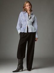 Anthropologie Maeve Smocked Buttondown Blue Shirt - Imaginea 3 din 4