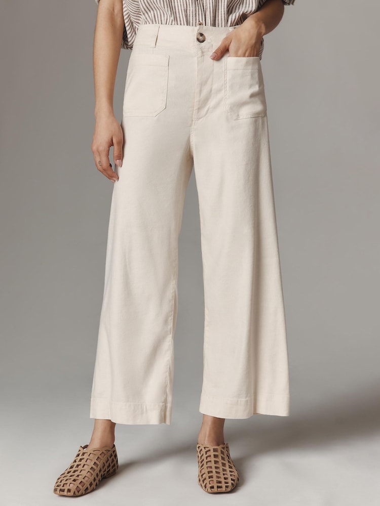 Anthropologie Maeve The Colette Cropped Wide-Leg Trousers: Linen Edition - Image 1 of 4