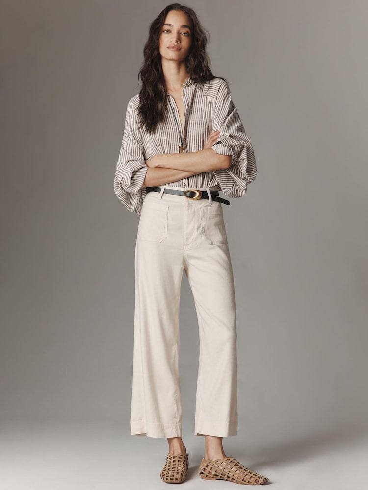 Anthropologie Maeve The Colette Cropped Wide-Leg Trousers: Linen Edition - Image 2 of 4