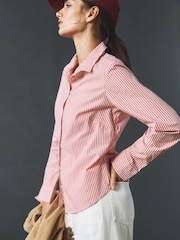 Anthropologie Maeve The Gracelyn Slim Κόκκινο Πουκάμισο με Κουμπωτά Κουμπιά - Εικόνα 1 από 4