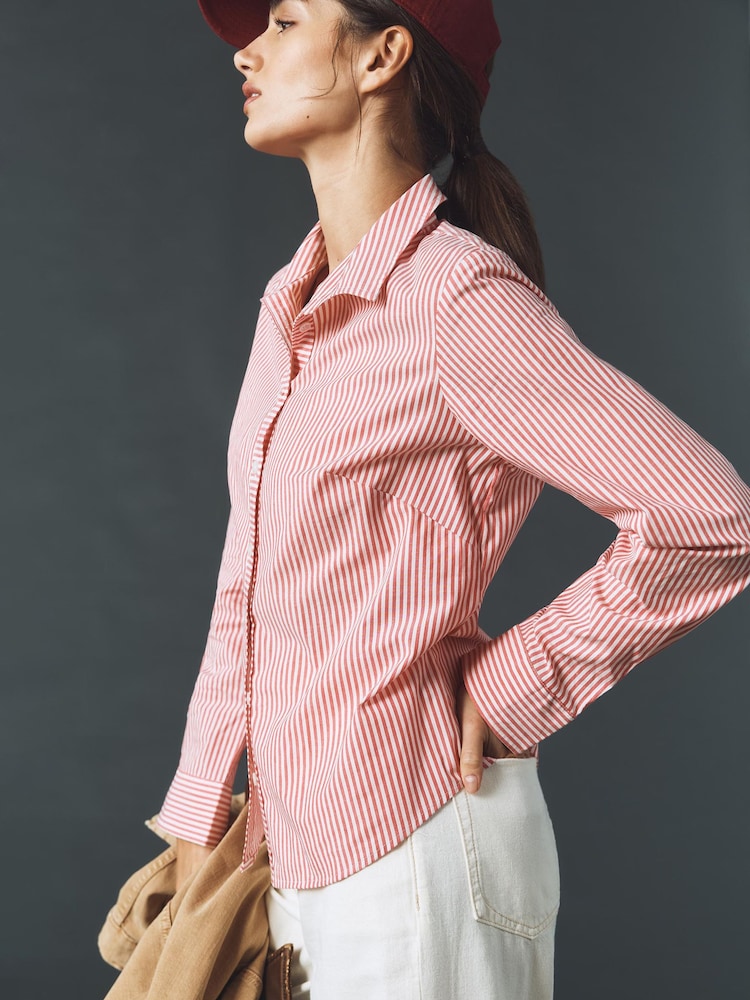 Anthropologie Maeve The Gracelyn Slim Κόκκινο Πουκάμισο με Κουμπωτά Κουμπιά - Εικόνα 1 από 4