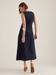 Anthropologie Pilcro Denim Zip-Front Midi Blue Dress - Image 2 of 4