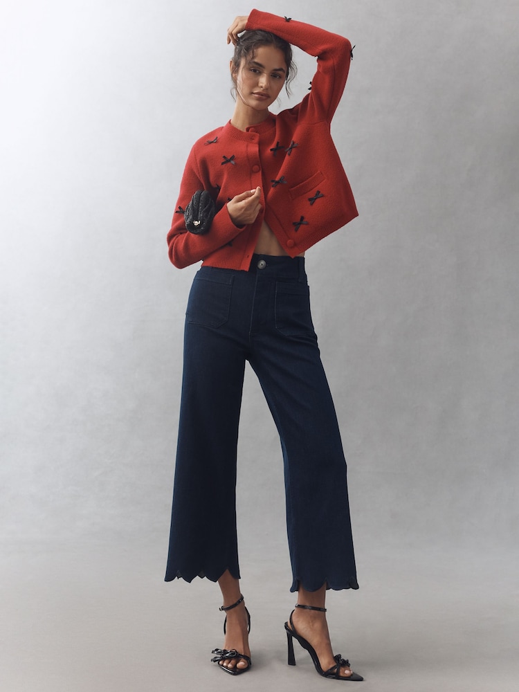 Anthropologie Maeve The Colette Scallop Crop Wide-Leg Blue Jeans - Image 2 of 4 Anthropologie Maeve The Colette Scallop Crop Wide-Leg Blue Jeans - Image 2 of 4