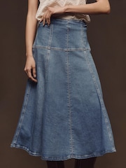 Anthropologie Maeve Denim Blå Maxinederdel med Talje - Billede 2 af 4