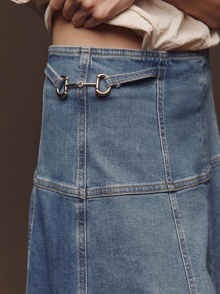 Anthropologie Maeve Denim Blå Maxinederdel med Talje - Billede 4 af 4