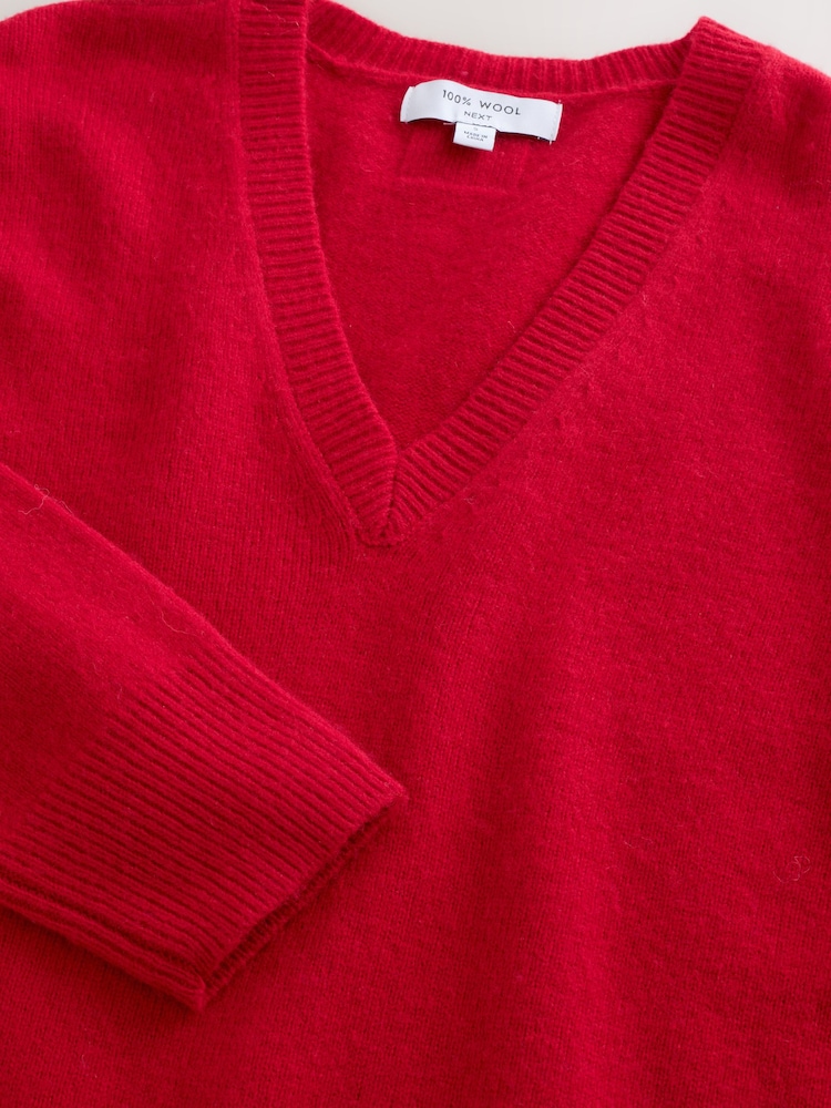 Červená - N. Premium svetr z merino vlny s výstřihem do V - Obrázek 2 z 3 Červená - N. Premium svetr z merino vlny s výstřihem do V - Obrázek 2 z 3