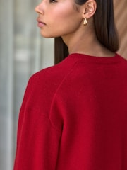 Red N. Premium Merino Wool V-Neck Jumper - Image 4 of 7