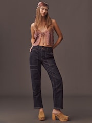 Anthropologie Pilcro The Wanderer Mid-Rise Relaxed Blue Jeans - Imaginea 3 din 4