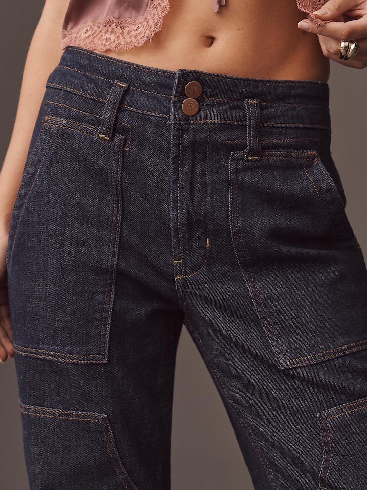 Anthropologie Pilcro The Wanderer Mid-Rise Relaxed Blue Jeans - Imaginea 4 din 4