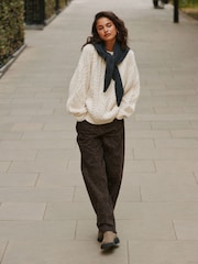 Ecru Cable Knit Long Sleeve Crew Neck Jumper - Image 2 of 6