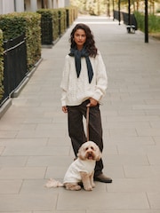 Ecru Cable Knit Long Sleeve Crew Neck Jumper - Image 3 of 6