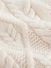 écru - Cable Knit Long Sleeve Crew Neck Jumper - Image 8 de 9
