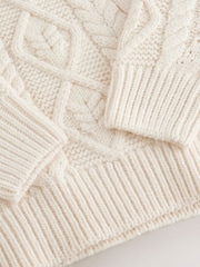écru - Cable Knit Long Sleeve Crew Neck Jumper - Image 9 de 9