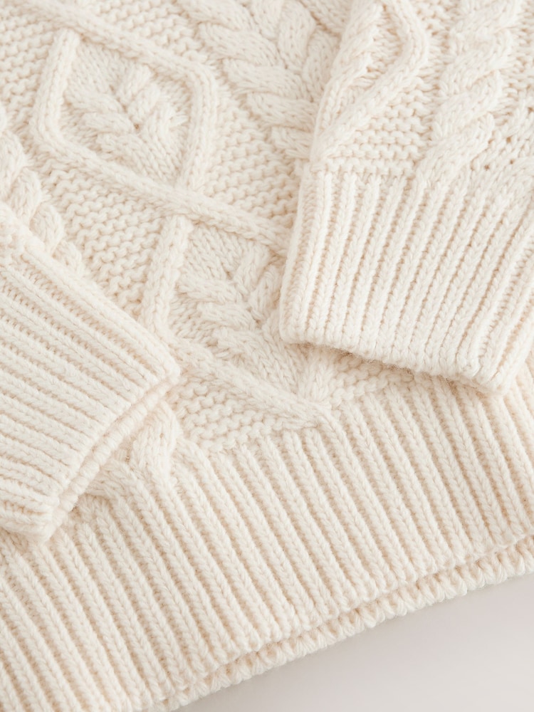 écru - Cable Knit Long Sleeve Crew Neck Jumper - Image 9 de 9 écru - Cable Knit Long Sleeve Crew Neck Jumper - Image 9 de 9