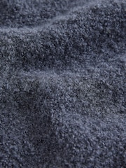 Charcoal Grey Boucle Long Sleeve V-Neck Knit Jumper with Wool - Image 8 of 8