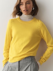 Yellow Cotton Rich Soft Touch Long Sleeve Crew Neck Jumper - Image 1 of 4