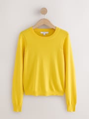 Yellow Cotton Rich Soft Touch Long Sleeve Crew Neck Jumper - Image 5 of 7