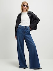 River Island Blue High Rise Soft Wide Leg Jeans - Image 1 of 4
