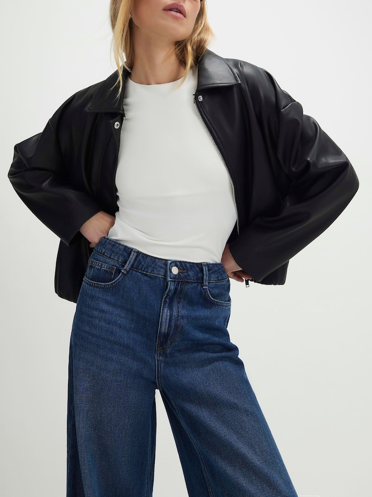 River Island Blue High Rise Soft Wide Leg Jeans - Image 4 of 4