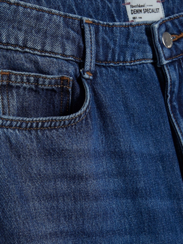 River Island Dark Blue High Rise Soft Wide Leg Jeans - Image 6 of 6