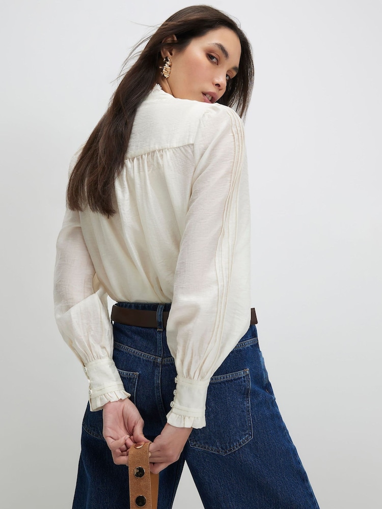River Island White Long Sleeve Broderie Shirt - Image 2 of 4