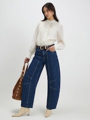 River Island White Long Sleeve Broderie Shirt - Image 3 of 4