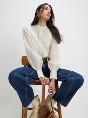 River Island White Long Sleeve Broderie Shirt - Image 4 of 4