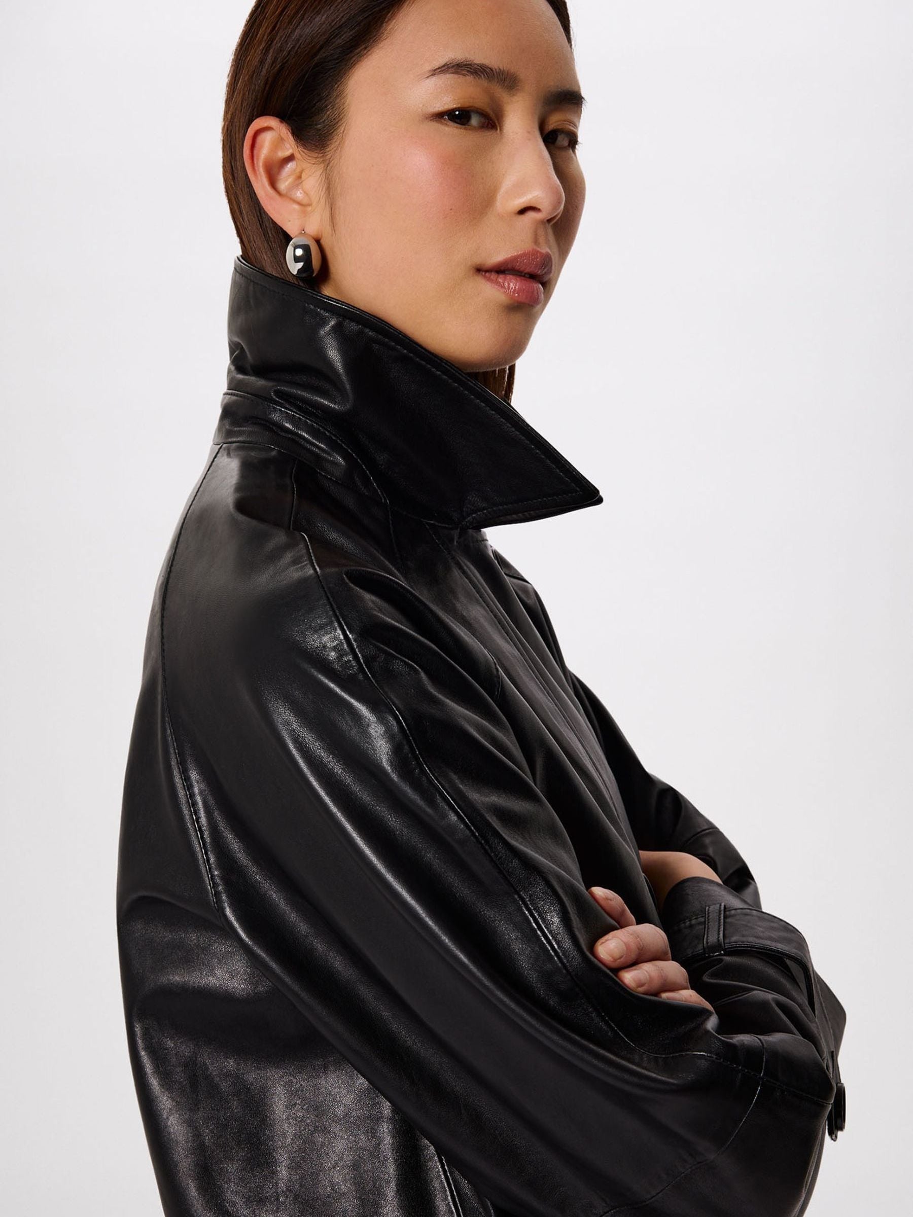 Buy Whistles Black Short Leather Trench Jacket from Next USA