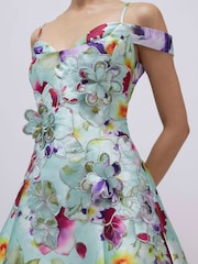 River Island Blue Strappy 3D Floral Beaded Mini Dress - Image 2 of 4