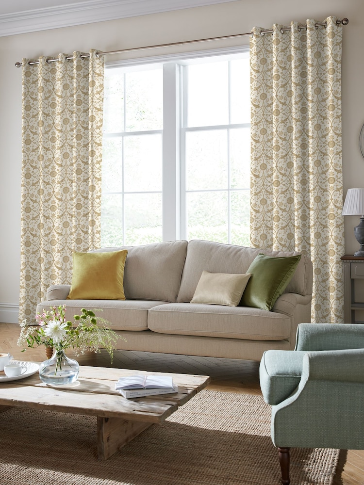 Laura Ashley Gold Endale Trellis Made to Measure Curtains - Image 2 of 9