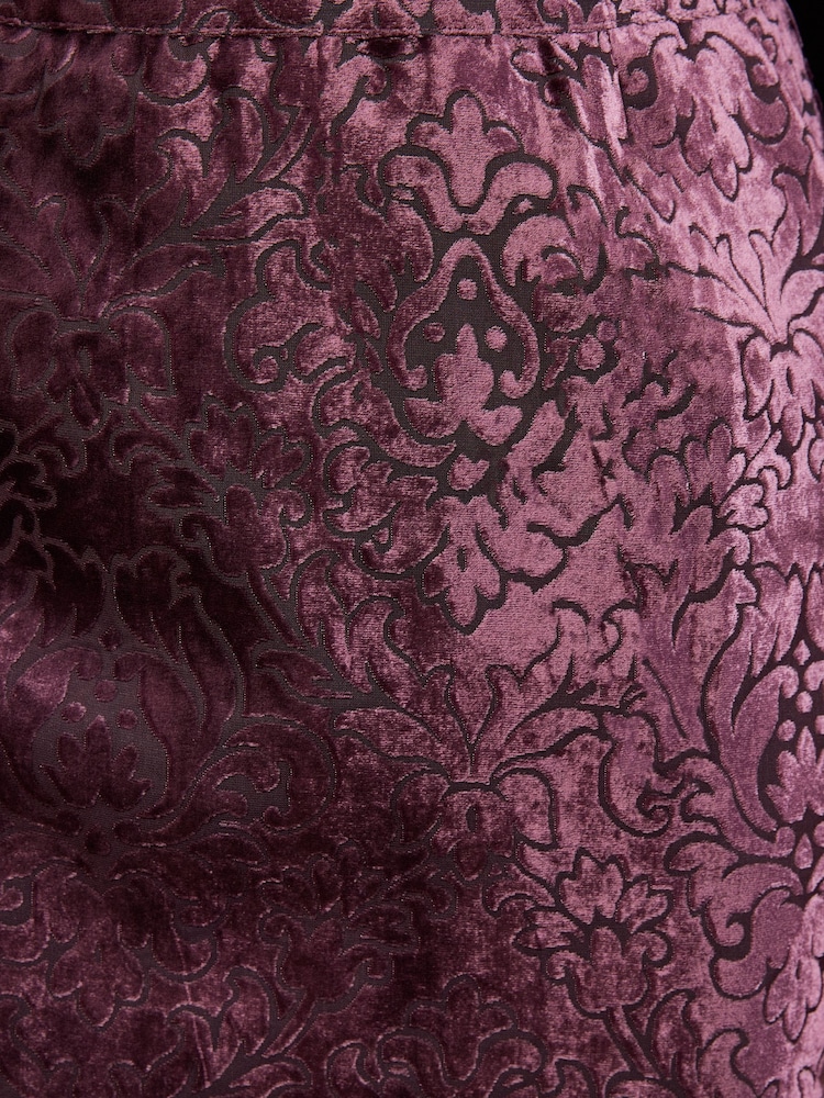 Love & Roses Purple Tailored Flocked Velvet Mini Skirt - Image 5 of 5 Love & Roses Purple Tailored Flocked Velvet Mini Skirt - Image 5 of 5