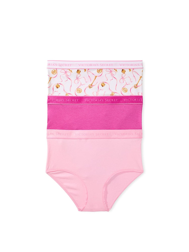 Victoria's Secret Pink & White Brief 3 Pack Logo Knickers - Image 1 of 1 Victoria's Secret Pink & White Brief 3 Pack Logo Knickers - Image 1 of 1